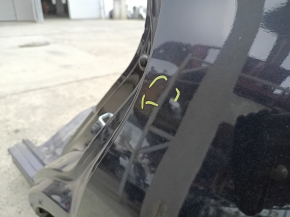 Nissan Rogue 14-20 rear left quarter wing with BSM, on the body, black, rusty, bumps, broken BSM mounting stud