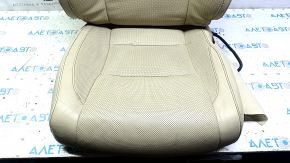 Toyota Highlander 14-19 passenger seat upholstery, beige leather, heated, with perforation