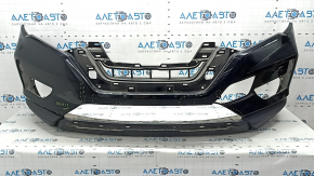 Bare front bumper Nissan Rogue 17-20 black, cracks, dents, pinched, scratches, sand