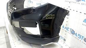 Bare front bumper Nissan Rogue 17-20 black, cracks, dents, pinched, scratches, sand