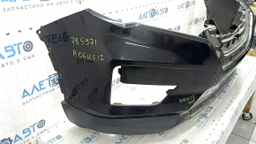 Bare front bumper Nissan Rogue 17-20 black, cracks, dents, pinched, scratches, sand