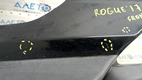 Bare front bumper Nissan Rogue 17-20 black, cracks, dents, pinched, scratches, sand