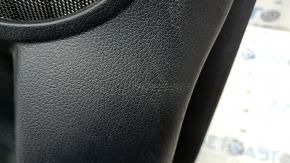 Rear left door panel for a Nissan Rogue 17-20, black with black plastic insert, black leather armrest, graphite molding, with handle, scratches, needs cleaning
