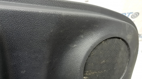 Rear left door panel for a Nissan Rogue 17-20, black with black plastic insert, black leather armrest, graphite molding, with handle, scratches, needs cleaning