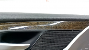 Door trim, rear left, BMW X3 G01 18-21, Vernasca Mokka brown leather, Vernasca Mokka leather armrest, dark oak insert, with backlight, with handle and overlays, scratches