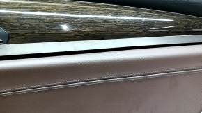 Door trim, rear right card, BMW X3 G01 18-21, Vernasca Mokka brown leather, Vernasca Mokka leather armrest, dark oak insert, with backlight, with handle and overlays, scratches