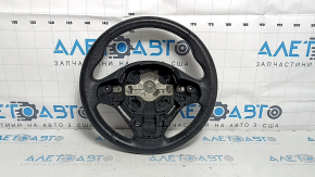 The steering wheel is bare, BMW 3 F30 12-18, black leather, Sport, with paddle shifters, without heating, with a tear and scratches.