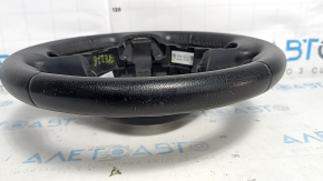 The steering wheel is bare, BMW 3 F30 12-18, black leather, Sport, with paddle shifters, without heating, with a tear and scratches.