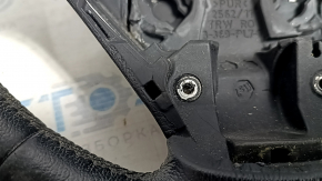 The steering wheel is bare, BMW 3 F30 12-18, black leather, Sport, with paddle shifters, without heating, with a tear and scratches.
