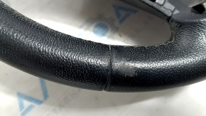 The steering wheel is bare, BMW 3 F30 12-18, black leather, Sport, with paddle shifters, without heating, with a tear and scratches.