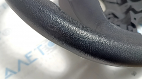 The steering wheel is bare, BMW 3 F30 12-18, black leather, Sport, with paddle shifters, without heating, with a tear and scratches.