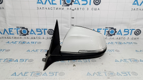 Left side mirror assembly for BMW 3 Series F30 4D 13-18 USA, 5 pins, mat mount, turn signal, auto-folding, white
