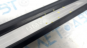 Front left outer door sill trim for BMW 3 Series F30 12-18, black with chrome, scratches