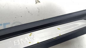 Front right outer door sill trim for BMW 3 Series F30 12-18, black with chrome, scratches, nicks