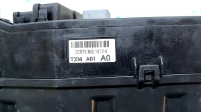 The Honda Insight 19-22 underhood fuse box is large, missing a cover and wiring, and the latch is broken.