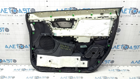 Honda CRV 17-22 front left door panel, black and gray, gray leather armrest and insert, wood molding, seat memory, with handle, scratches