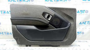 Black front left door panel for BMW i3 14-21, black leather armrest, gray cloth insert, with overlays, dry-cleanable