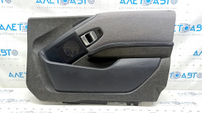 Front right door trim panel for BMW i3 14-21, black, armrest black leather, insert gray cloth, with overlays