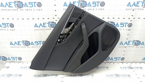 Black rear left door panel for Audi A4 B9 17-19, black leather armrest, black leather insert, with handle and speaker grilles and button, worn, dents