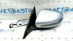 Left side mirror assembly for Mercedes W213 E 17-23, 10+8+2+2 pins, turn signal, heated, backlit, auto-dimming, BSM, silver