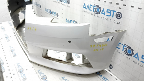 Bare front bumper Audi A4 B9 17-19 without washers, for 4 parking sensors, white, without plug, scratches, broken fasteners,