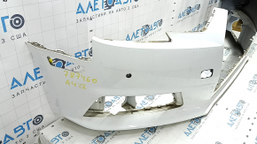 Bare front bumper Audi A4 B9 17-19 without washers, for 4 parking sensors, white, without plug, scratches, broken fasteners,