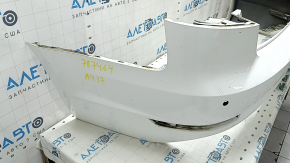 Bare rear bumper for Audi A4 B9 17-19 with 4 parking sensors, white, with central mount, without plug, broken mounts, pressed