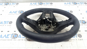 The steering wheel is bare, Volkswagen ID.4 23-25, black leather, heated, with scuffs.