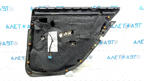 Door trim, rear left, Mercedes W213 E 17-23, black leather, beige leather insert, beige leather armrest, without curtain, wood insert, Burmester, with overlays and handle, tears