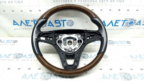 Mercedes W213 E 300/400/43 17-18 bare steering wheel with paddle shifters, non-heated, black leather, wood grain, with mount