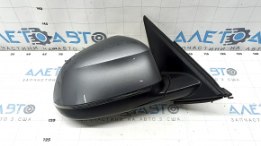 Right side mirror assembly for BMW X3 F25 15-16, 5 pins, turn signal, auto-dimming, heated, graphite, broken housing, crack