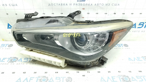 Left front headlight assembly for Infiniti Q50 18-20 without AFS with lower mount, LED, sand