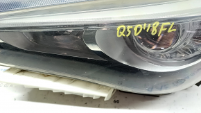 Left front headlight assembly for Infiniti Q50 18-20 without AFS with lower mount, LED, sand