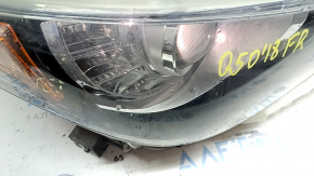 Infiniti Q50 18-20 right front headlight assembly without AFS, with lower mount, LED, water contact, scratches