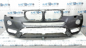Bare front bumper BMW X3 F25 15-17 without park assist under LED fog lights, graphite, broken fasteners, scratches