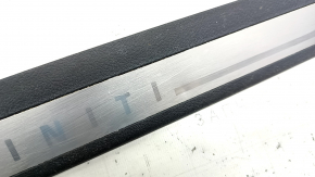Front left outer door sill plate for Infiniti Q50 14-20, black, chrome, chrome bumps, scratches