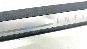 Front left outer door sill plate for Infiniti Q50 14-20, black, chrome, chrome bumps, scratches