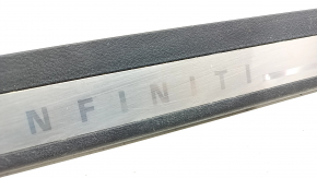 Front left outer door sill plate for Infiniti Q50 14-20, black, chrome, chrome bumps, scratches