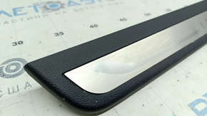 Front right outer door sill plate for Infiniti Q50 14-20, black, chrome, chrome bumps, scratches