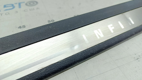 Front right outer door sill plate for Infiniti Q50 14-20, black, chrome, chrome bumps, scratches