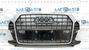 Audi Q3 8U 16-18 radiator grille assembly with emblem, gloss black, scratches on chrome