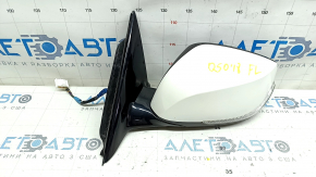 Left side mirror assembly for Infiniti Q50 14-20, 7 pins, turn signal, white