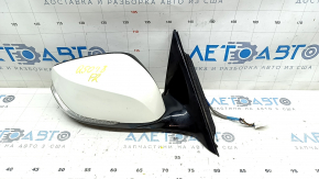 Infiniti Q50 14-20 right side mirror assembly, 7 pins, turn signal, white