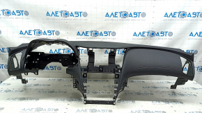 Infiniti Q50 18-21 black dashboard without airbag, under speaker, cracks, whitened plastic