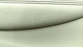 Infiniti Q50 14-20 rear left door panel, beige, armrest and insert, beige leather, wood molding, gray molding, with handle, scratches, needs cleaning