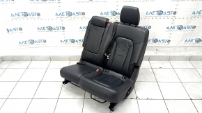 Rear seats, 2nd row, left, Audi Q7 4L 10-15 with seat belt, heated, black leather, dents, scratches, needs cleaning, worn seat belt, missing button cover
