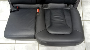 Rear seats, 2nd row, left, Audi Q7 4L 10-15 with seat belt, heated, black leather, dents, scratches, needs cleaning, worn seat belt, missing button cover