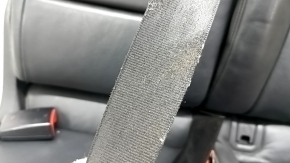 Rear seats, 2nd row, left, Audi Q7 4L 10-15 with seat belt, heated, black leather, dents, scratches, needs cleaning, worn seat belt, missing button cover