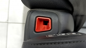 Rear seats, 2nd row, left, Audi Q7 4L 10-15 with seat belt, heated, black leather, dents, scratches, needs cleaning, worn seat belt, missing button cover