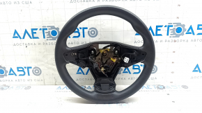 The steering wheel is bare, Chevrolet Bolt 17, black rubber, heated, without buttons and paddles, burnt.
